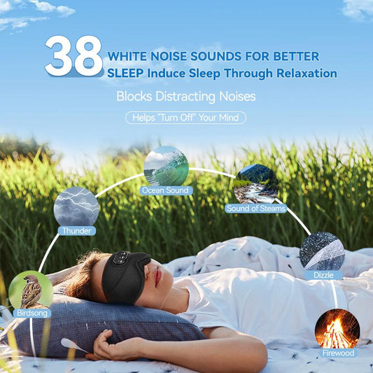 White Noise Sleep Headphones | 3D Sleep Eye Mask | Best for Sleepers Audio Earbud Birthday Christmas Tablet Wireless Headset Electronic