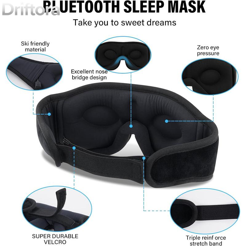 Morelax 3D Bluetooth Sleep Mask Headphones for Insomnia, 100% Blackout Wireless Eye Mask with Headphones, 12H Playtime, HD Stereo, Adjustable for Side Sleepers, Travel, Yoga, Ideal Christmas New Year Gift for Women/Men
