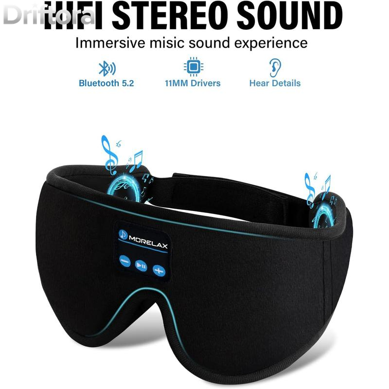 Bluetooth Sleep Mask Headphones for Insomnia, 100% Blackout Wireless 3D Eye Mask with Headphones, 12H Playtime, HD Stereo, Adjustable for Side Sleepers, Travel, Yoga, Ideal Gifts Women/Men