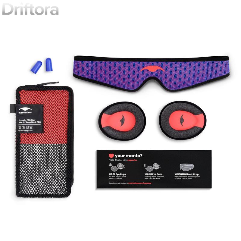 Manta, PRO Sleep Mask, 100% Blackout Eye Mask with Side-Sleep C-Shaped Cups, Zero Eye Pressure, Ultra-Breathable, Washable Comfort