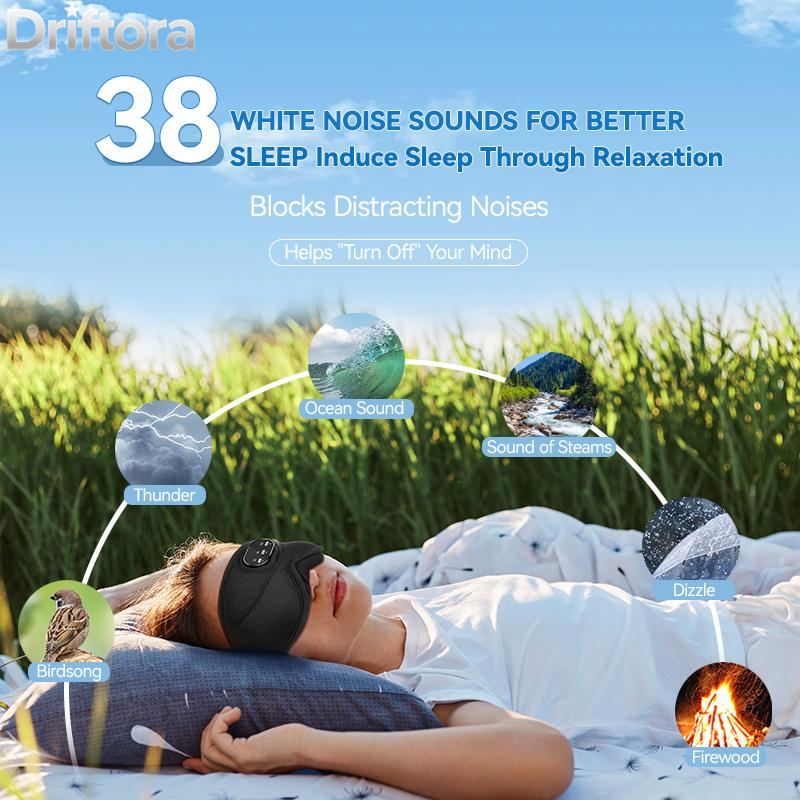 White Noise Sleep Headphones | 3D Sleep Eye Mask | Best for Sleepers Audio Earbud Birthday Christmas Tablet Wireless Headset Electronic
