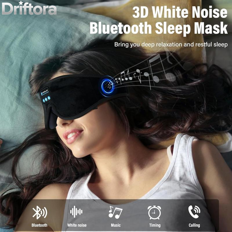 Bluetooth Sleep Mask Headphones for Insomnia, 100% Blackout Wireless 3D Eye Mask with Headphones, 12H Playtime, HD Stereo, Adjustable for Side Sleepers, Travel, Yoga, Ideal Gifts Women/Men