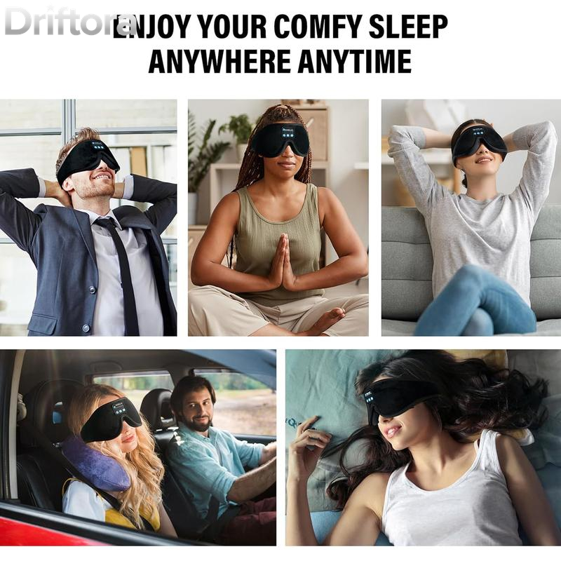Bluetooth Sleep Mask Headphones for Insomnia, 100% Blackout Wireless 3D Eye Mask with Headphones, 12H Playtime, HD Stereo, Adjustable for Side Sleepers, Travel, Yoga, Ideal Gifts Women/Men